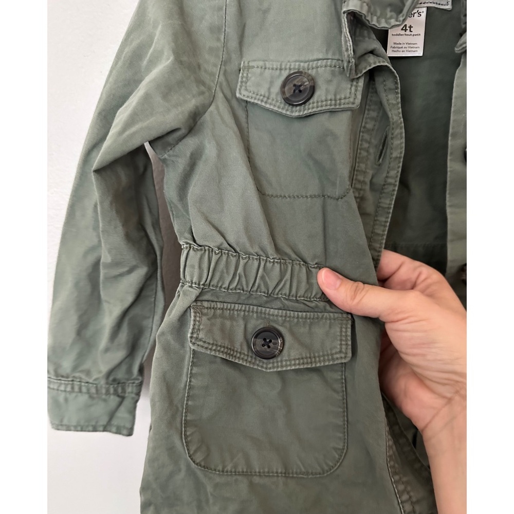 Toddler Girl Olive Green Utility Jacket - Picture 3 of 7